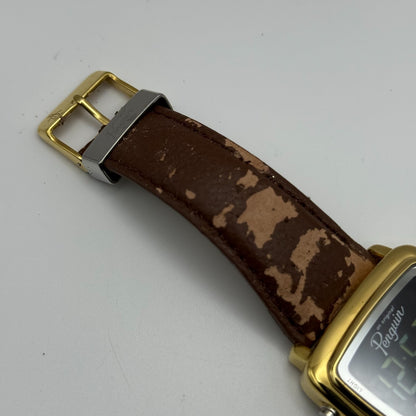 An Original Penguin Digital Quartz Watch Gold Tone Case Japan Working 41mm