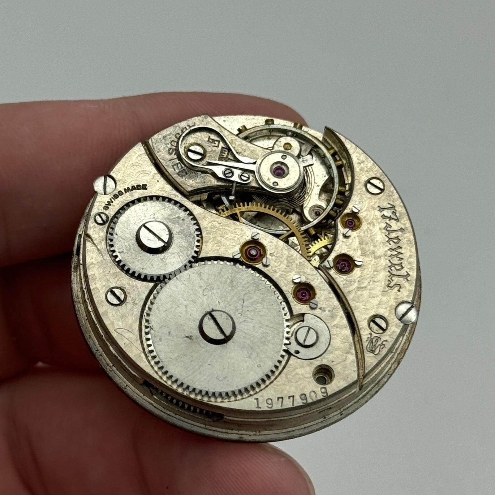 43.1mm Unidentified High Grade Open Face 17 Jewels Pocket Watch Movement PARTS