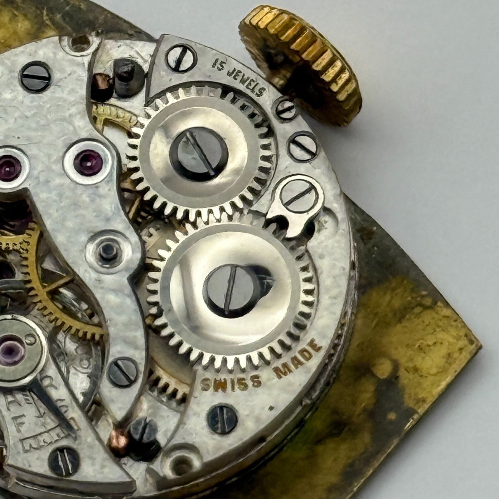 Art Deco 15 Jewels Swiss Sub Seconds Watch Movement Manual Wind Parts 19.6mm