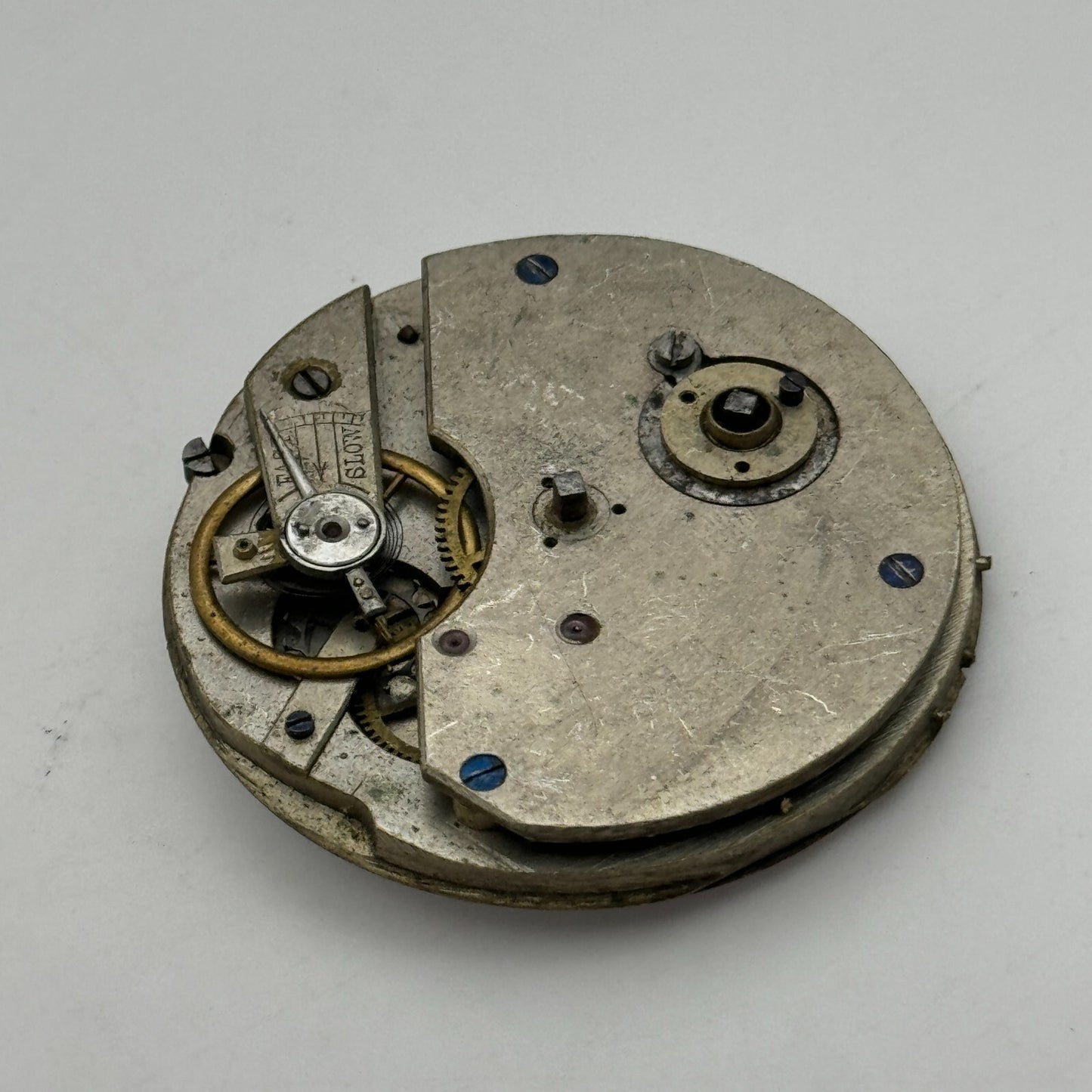 47.5mm Antique Key Wound Roman Numerals Pocket Watch Movement Dial PARTS REPAIR