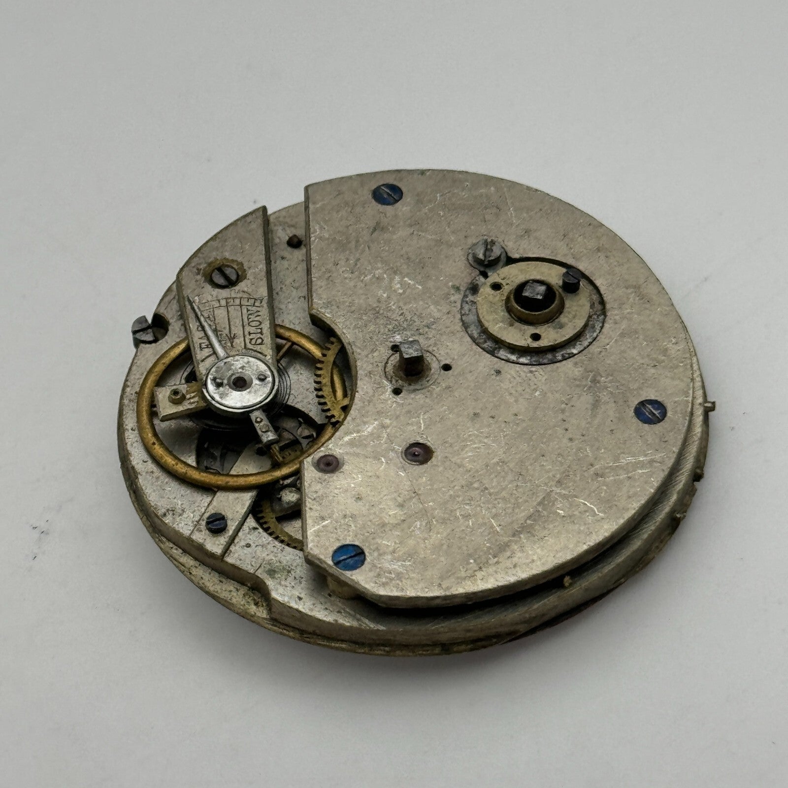 47.5mm Antique Key Wound Roman Numerals Pocket Watch Movement Dial PARTS REPAIR