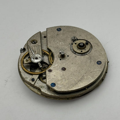 47.5mm Antique Key Wound Roman Numerals Pocket Watch Movement Dial PARTS REPAIR