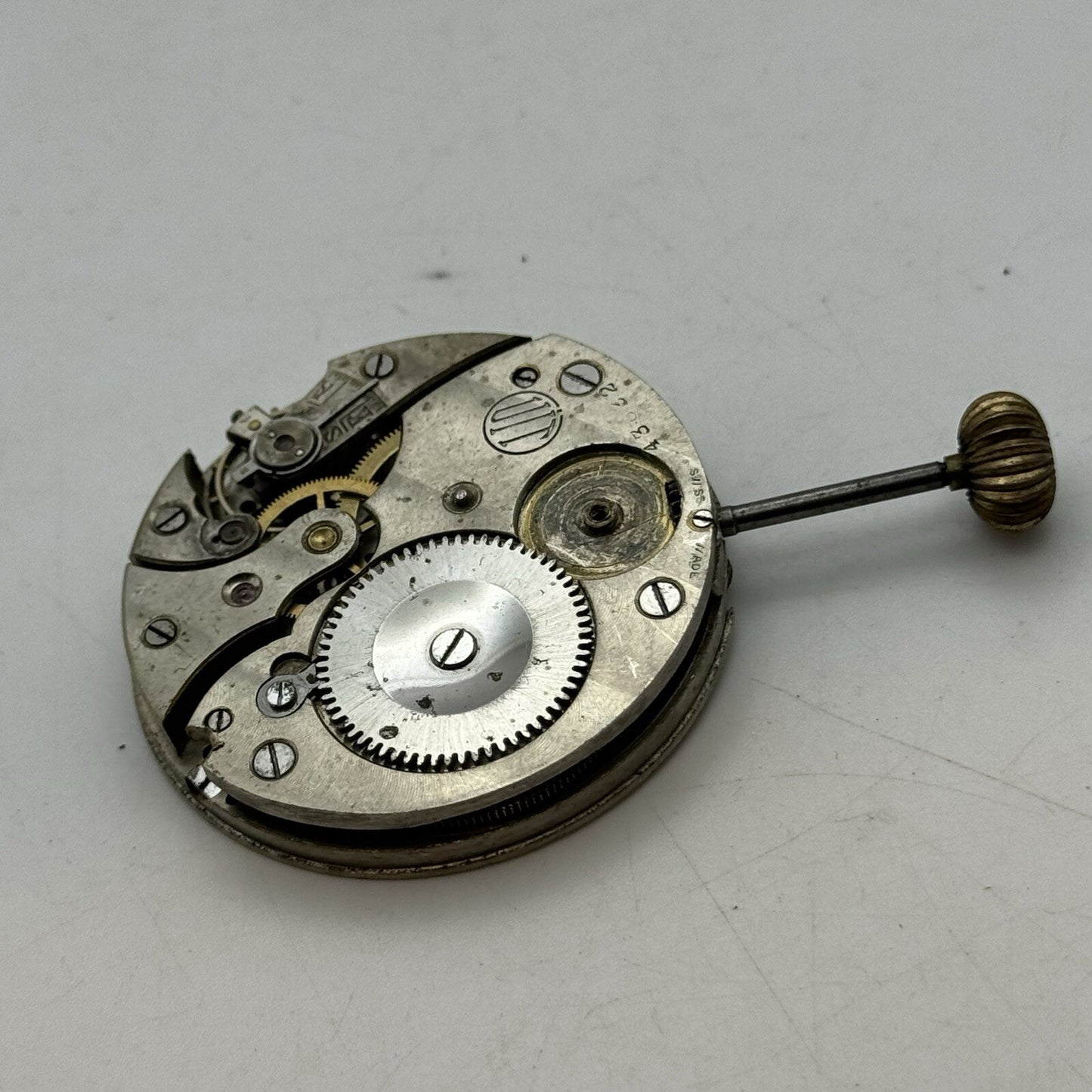 41.3mm Manual Wind UIT Top Wind Pocket Watch Movement Balance Damaged FOR PARTS