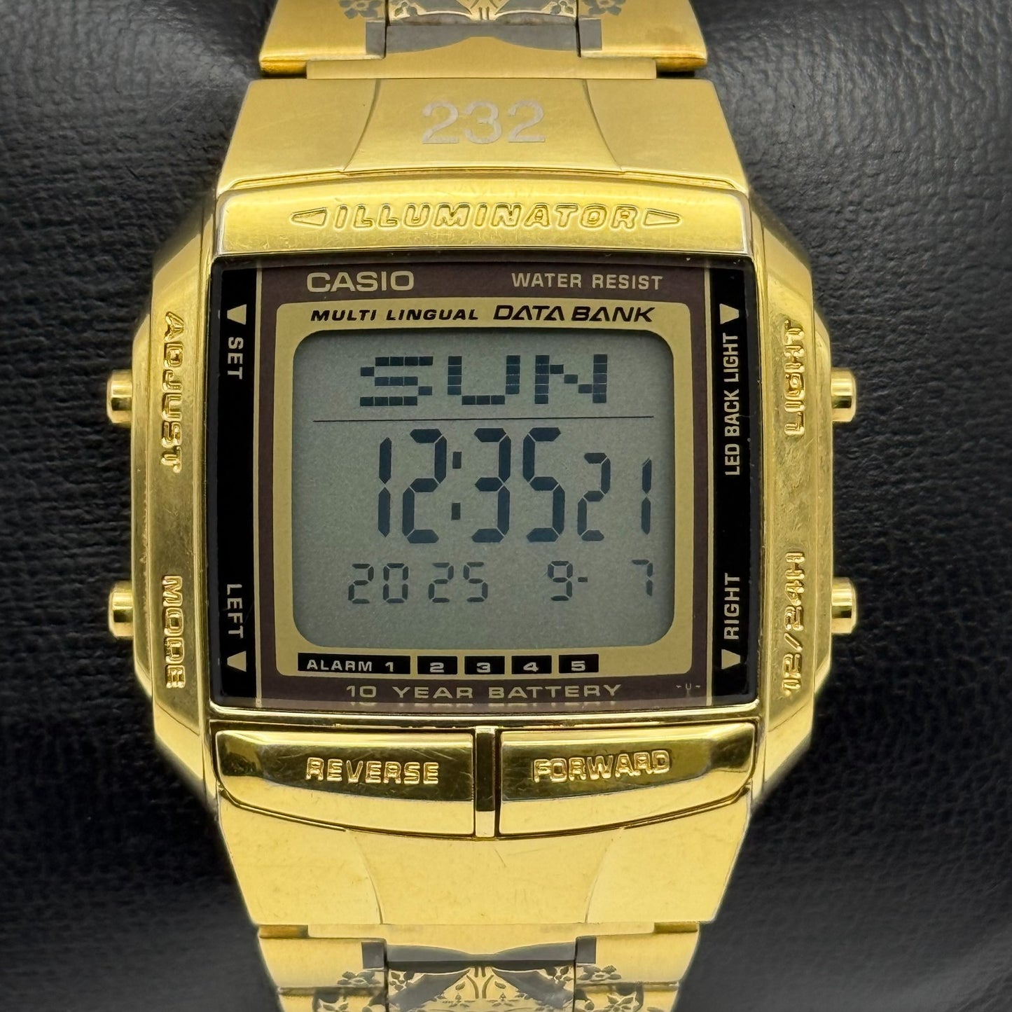 Casio Men’s Illuminator Quartz Watch Data Bank Dual Time Gold Tone Working 35mm