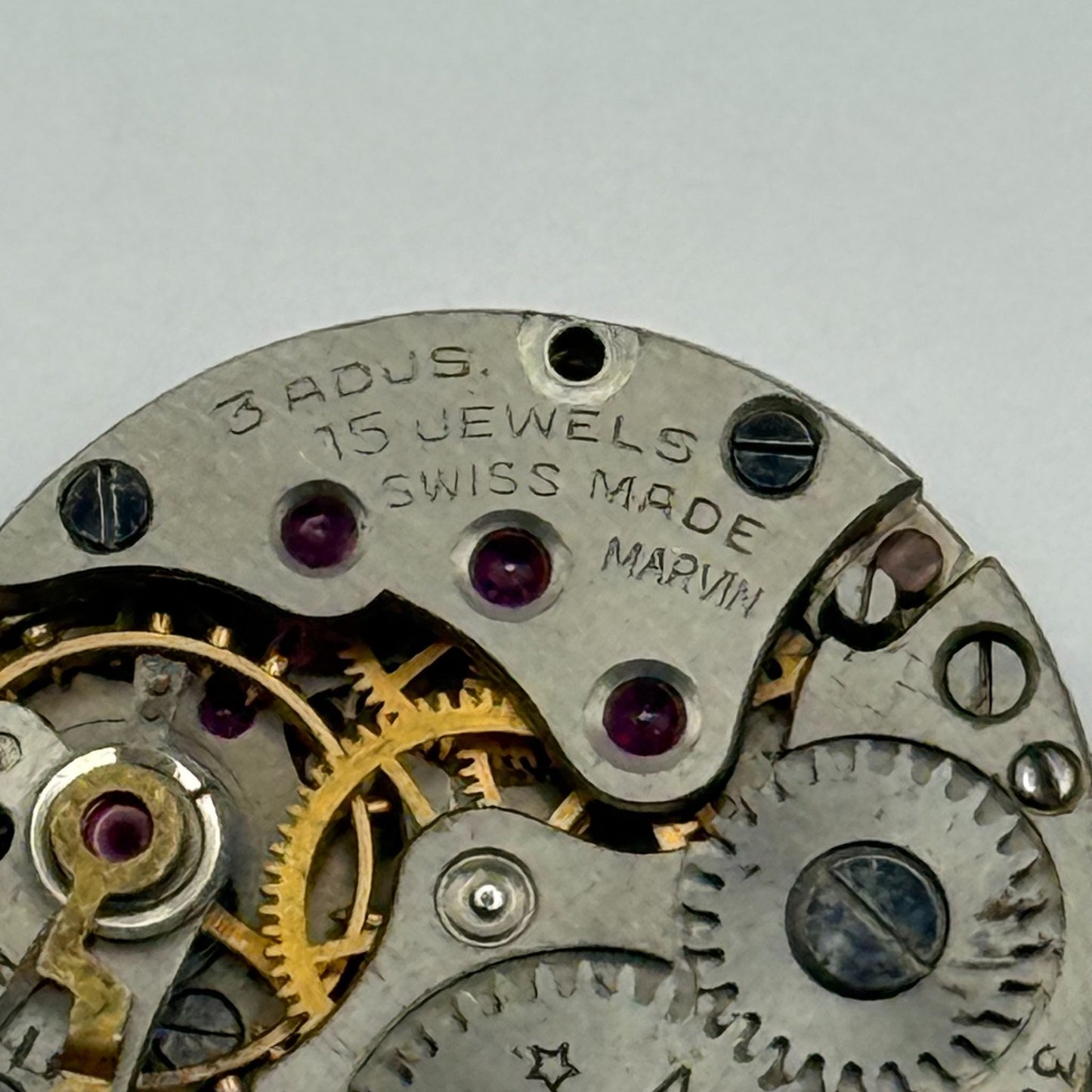 Marvin 310 Watch Movement Manual Wind Vintage Swiss 15 Jewels Parts 19.6mm
