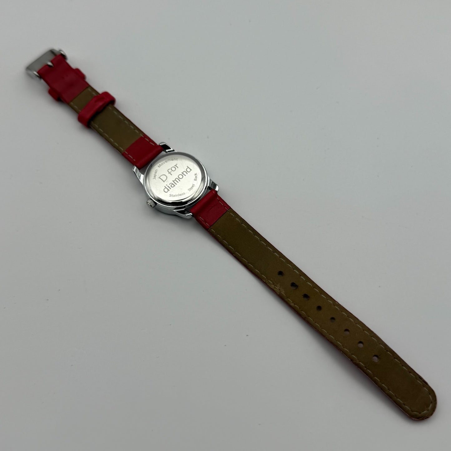 D for Diamond Unisex Kids Time Teacher Quartz Watch Red Strap Japan Working 23mm
