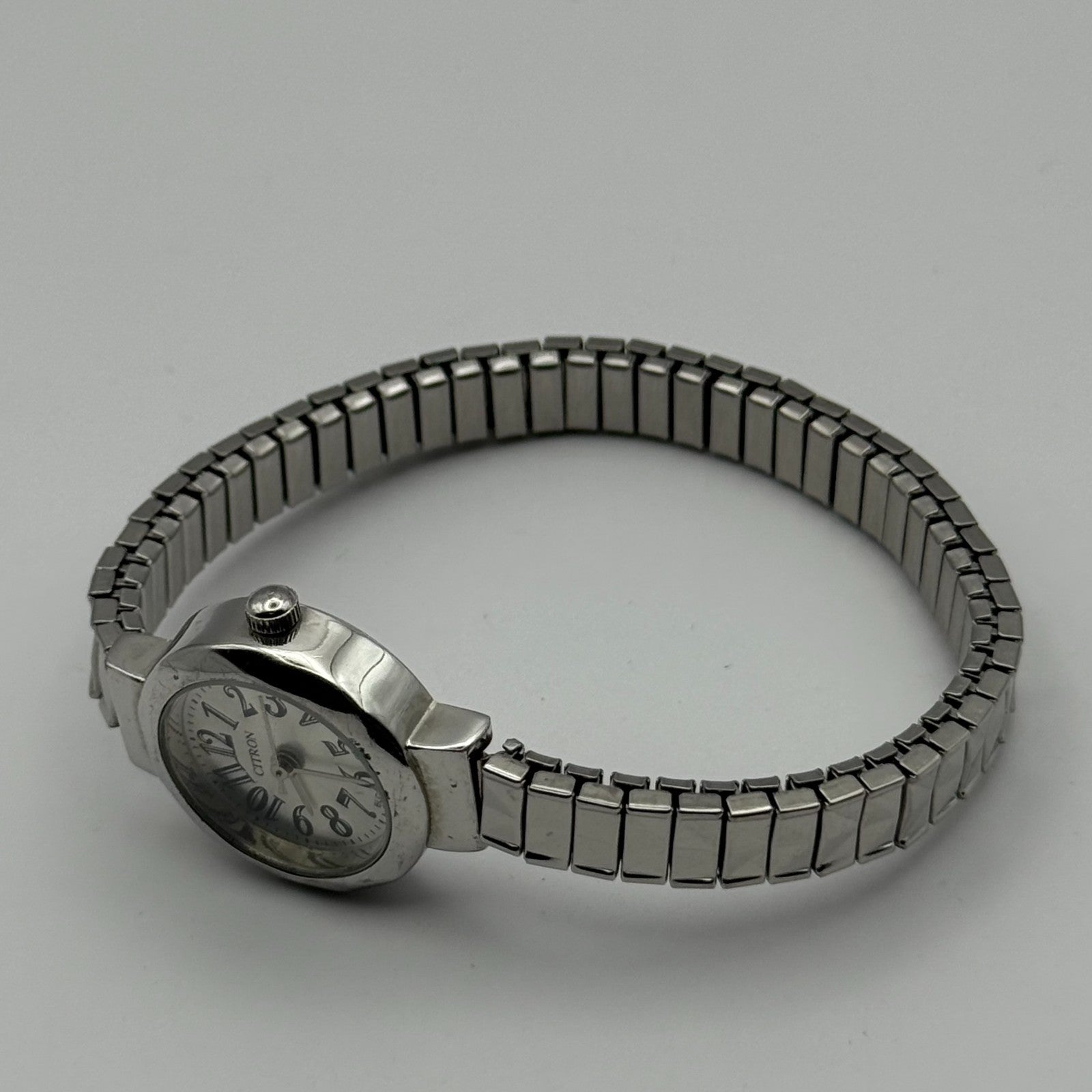 Citron Ladies Quartz Watch Silver Tone Expandable Band Steel Working 21mm