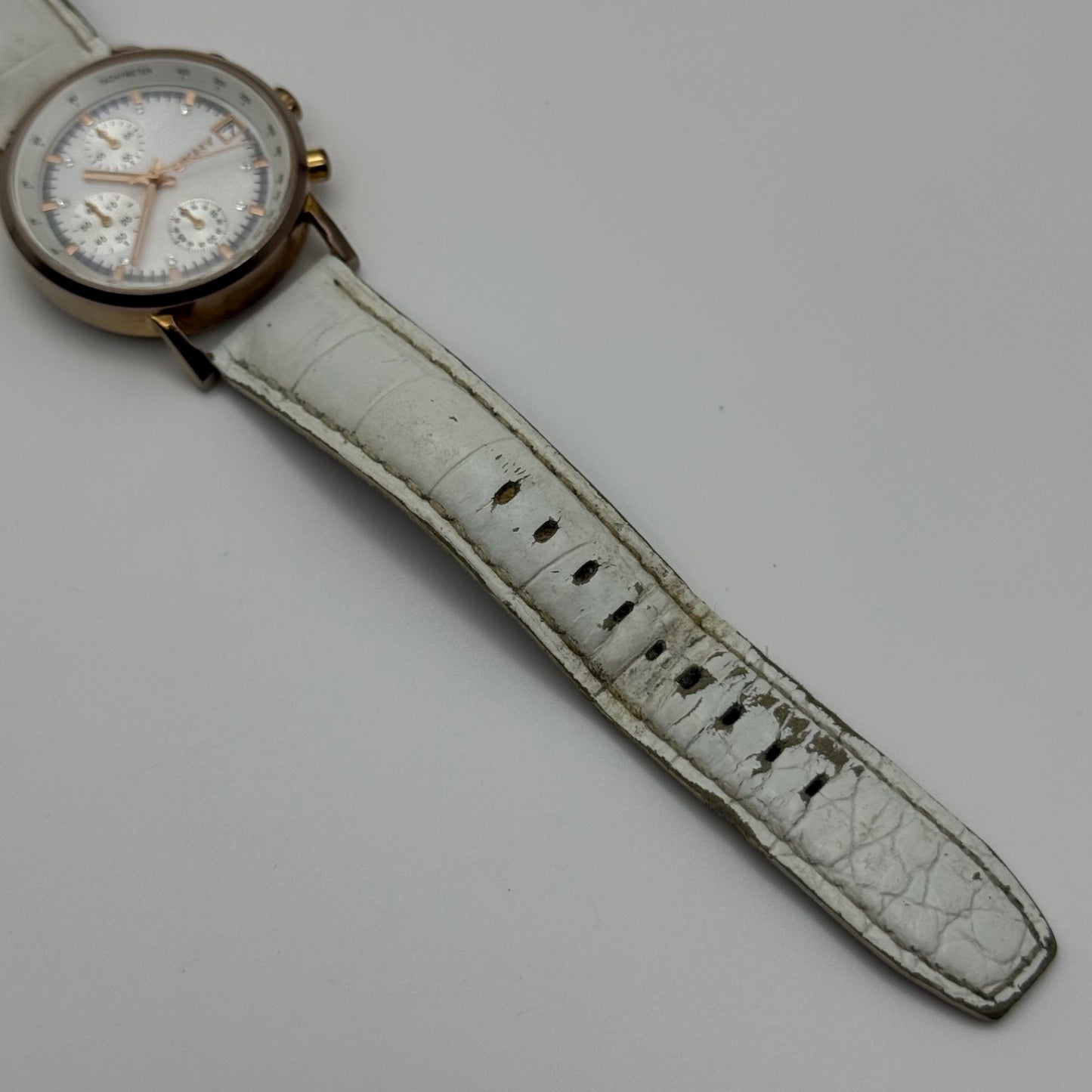 DKNY Chronograph Watch Mother Of Pearl Quartz Leather NY-4578 Date Dial 36mm