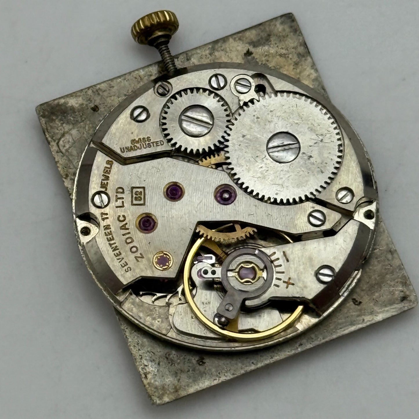 21.9mm Running Vintage Zodiac Cal 52 Favre Leuba Watch Movement PARTS REPAIR