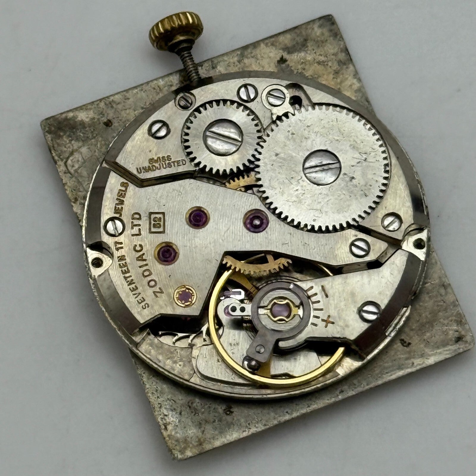 21.9mm Running Vintage Zodiac Cal 52 Favre Leuba Watch Movement PARTS REPAIR
