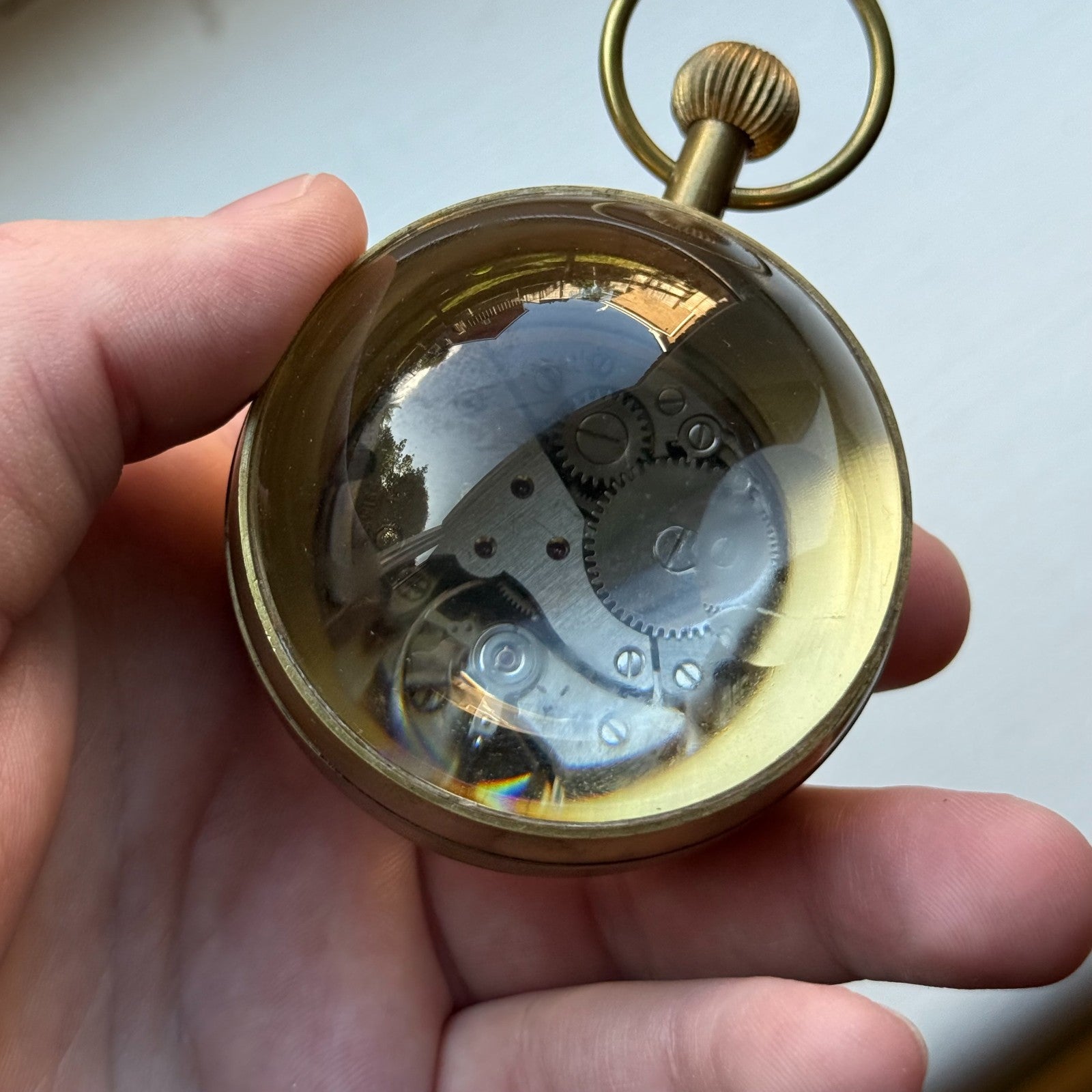 Roskopf Pocket Watch Unusual Fhf St 96 Magnifier Round Vintage To Repair Parts