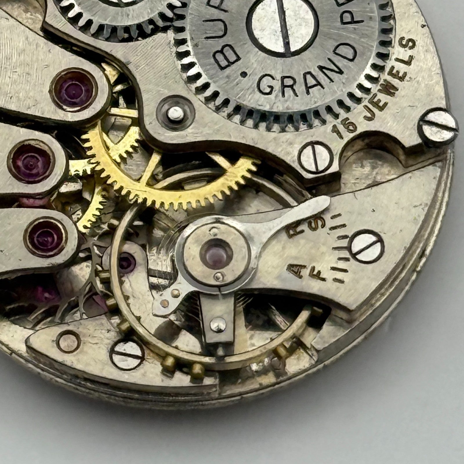 Buren 410 Grand Prix Watch Movement Manual Wind Vintage Parts Repair 23.6mm