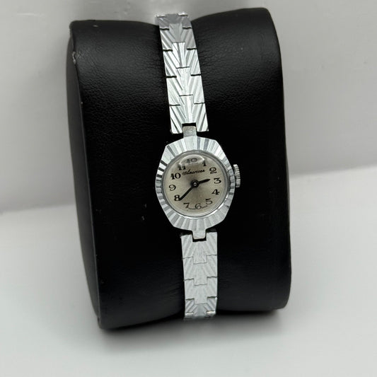 17mm Running Vintage American Silver Tone Bracelet Ladies Manual Watch PARTS