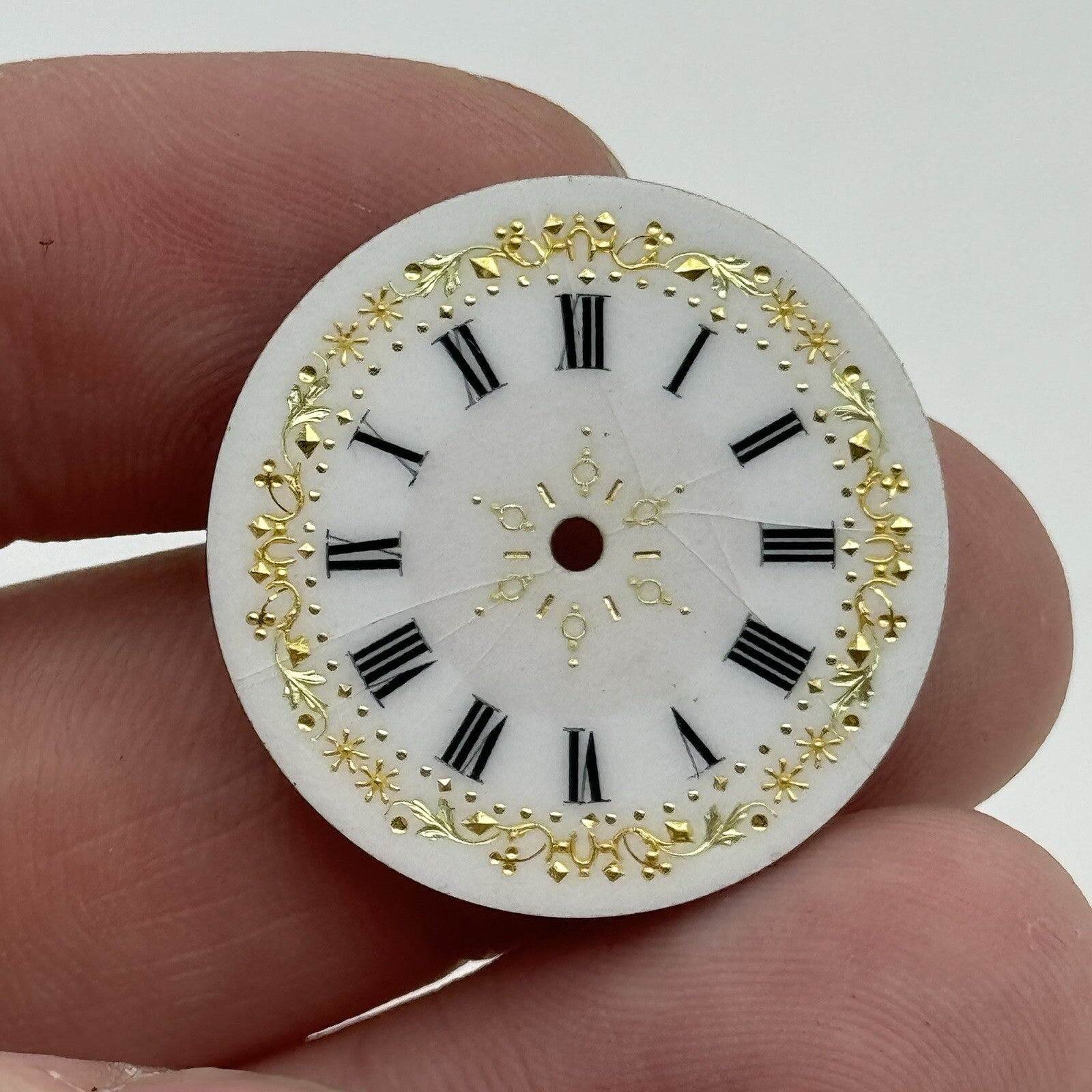 26.8mm Antique Beautiful Porcelain Patterned Pocket Watch Dial Spares Parts