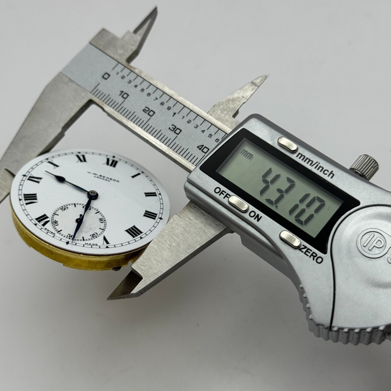 43.1mm J W Benson Ref 939a Open Face Swiss Vintage Pocket Watch Movement PARTS