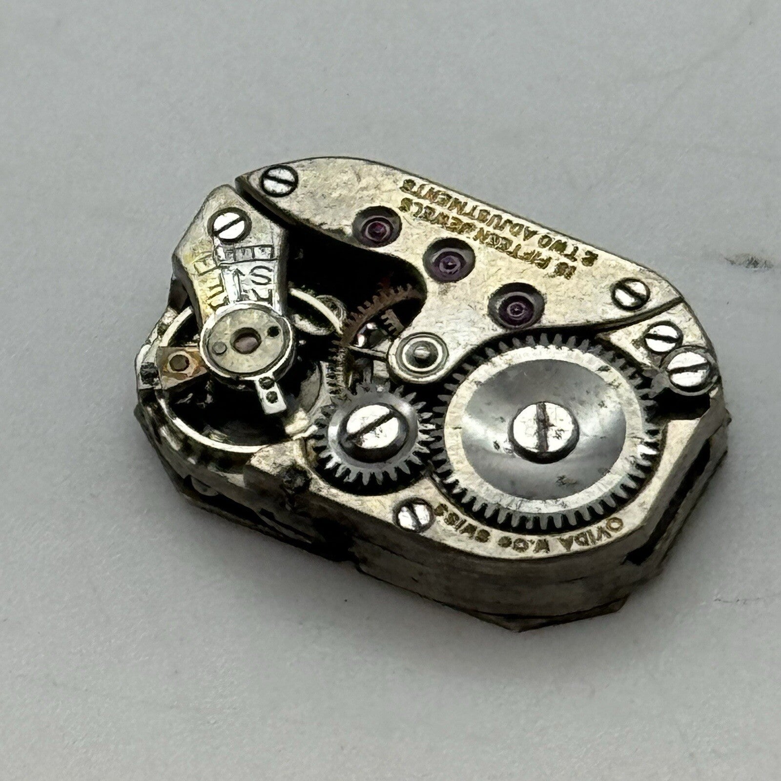 12.7mm Ovida Art Deco Tank Watch Movement Dial Restoration Repair Balance Ok