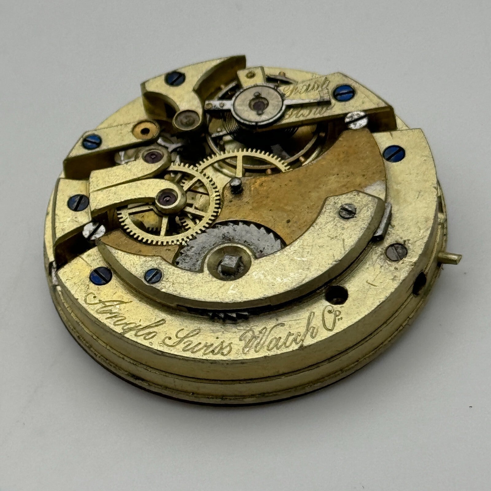38.6mm Antique Open Face Longines ? Anglo Swiss Pocket Watch Movement PARTS