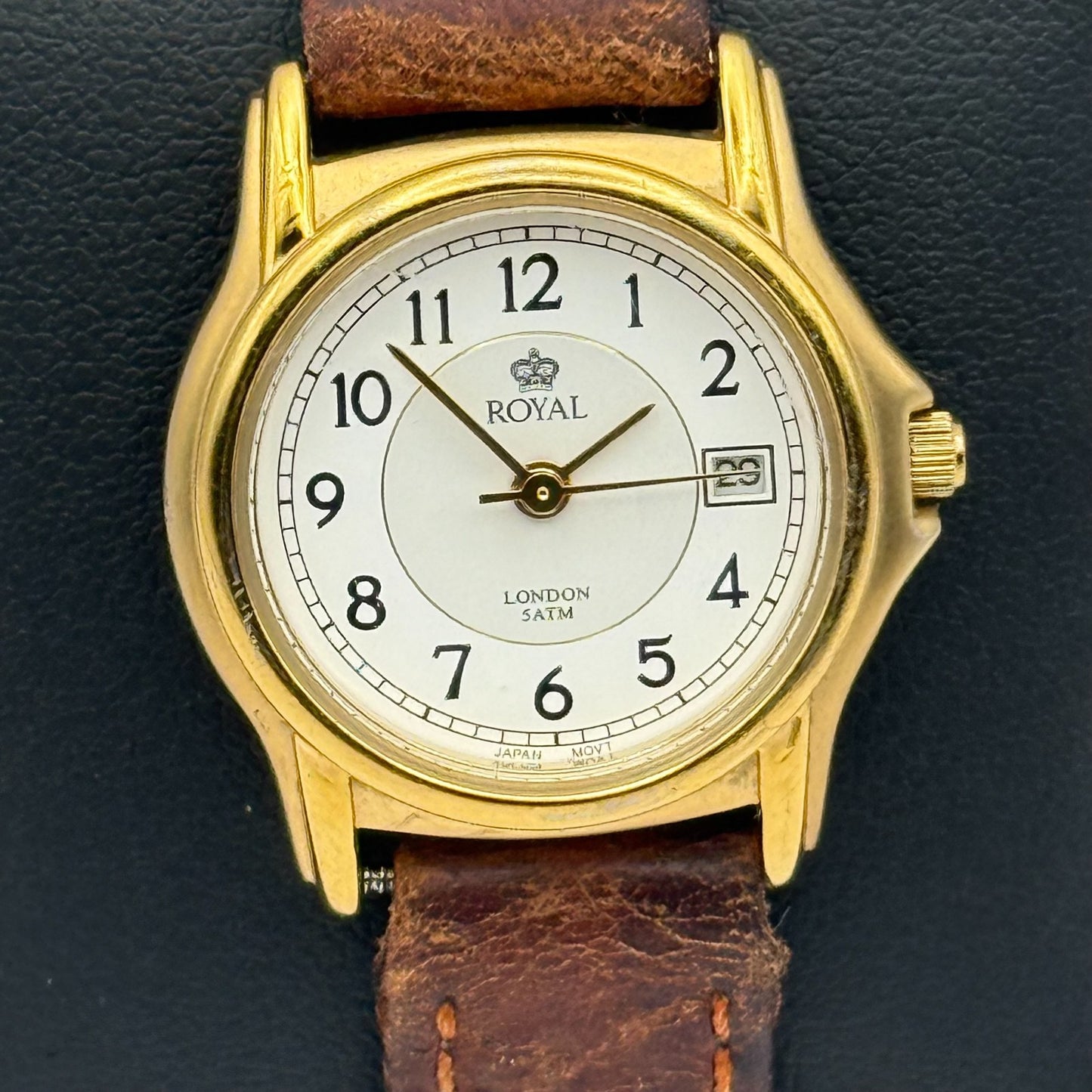 Royal London Ladies Quartz Watch RL-2199 Date Dial Brown Strap Working 26mm