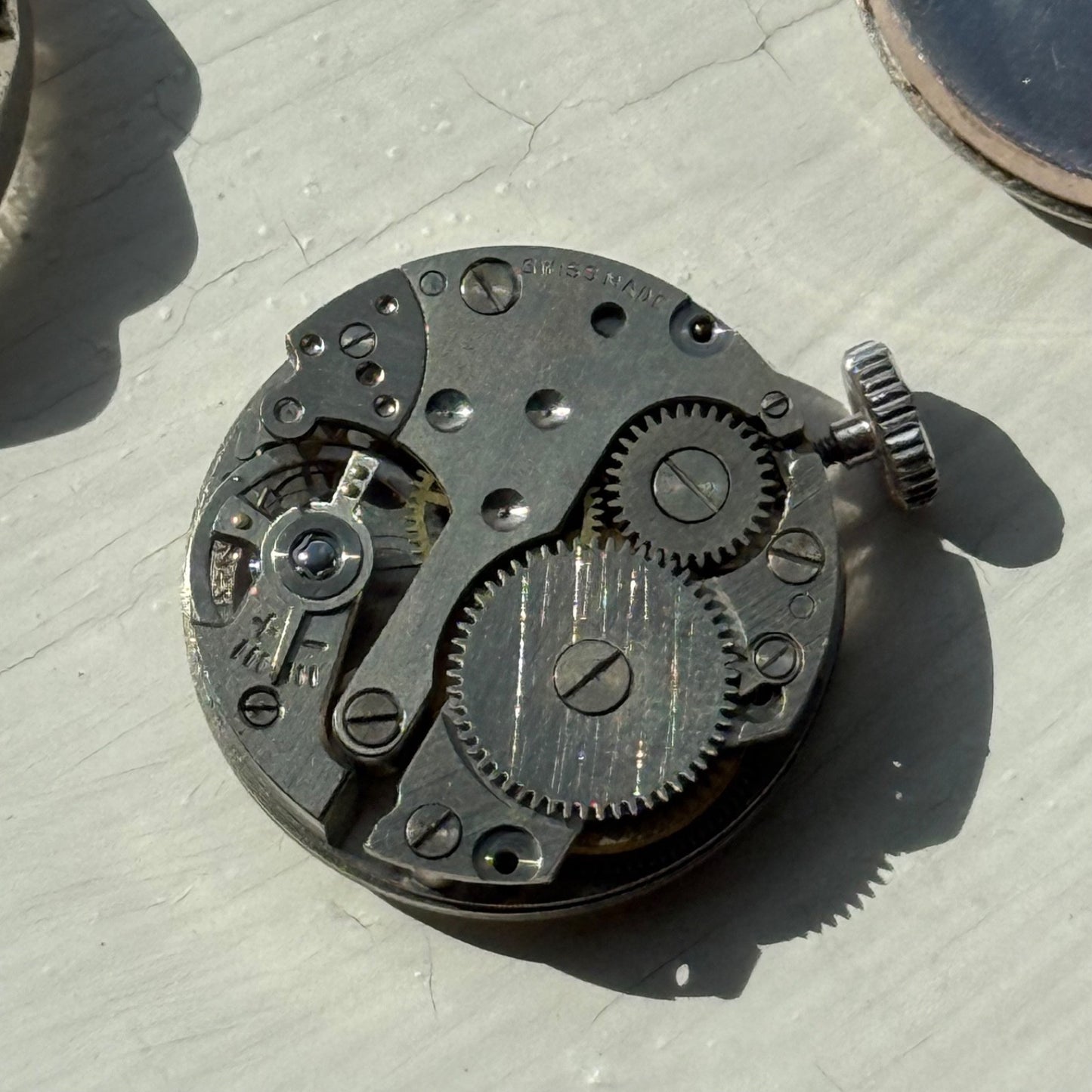 22mm Vintage EB 1431N Basis Jewelled Green Bezel Swiss Manual Watch PARTS REPAIR