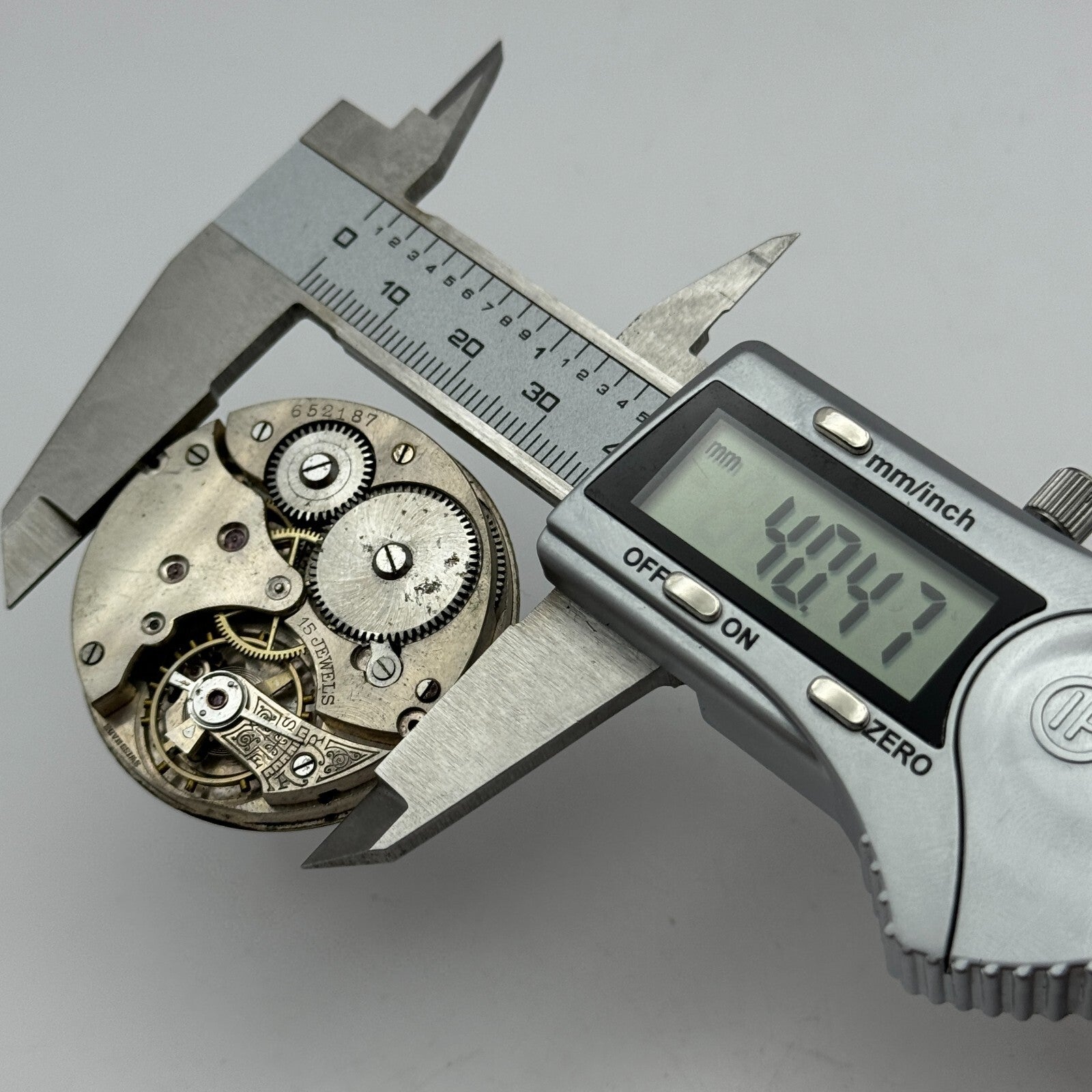 42.9mm Vintage 15 Jewels Swiss Hunter Pocket Watch Movement Dial And Hands PARTS