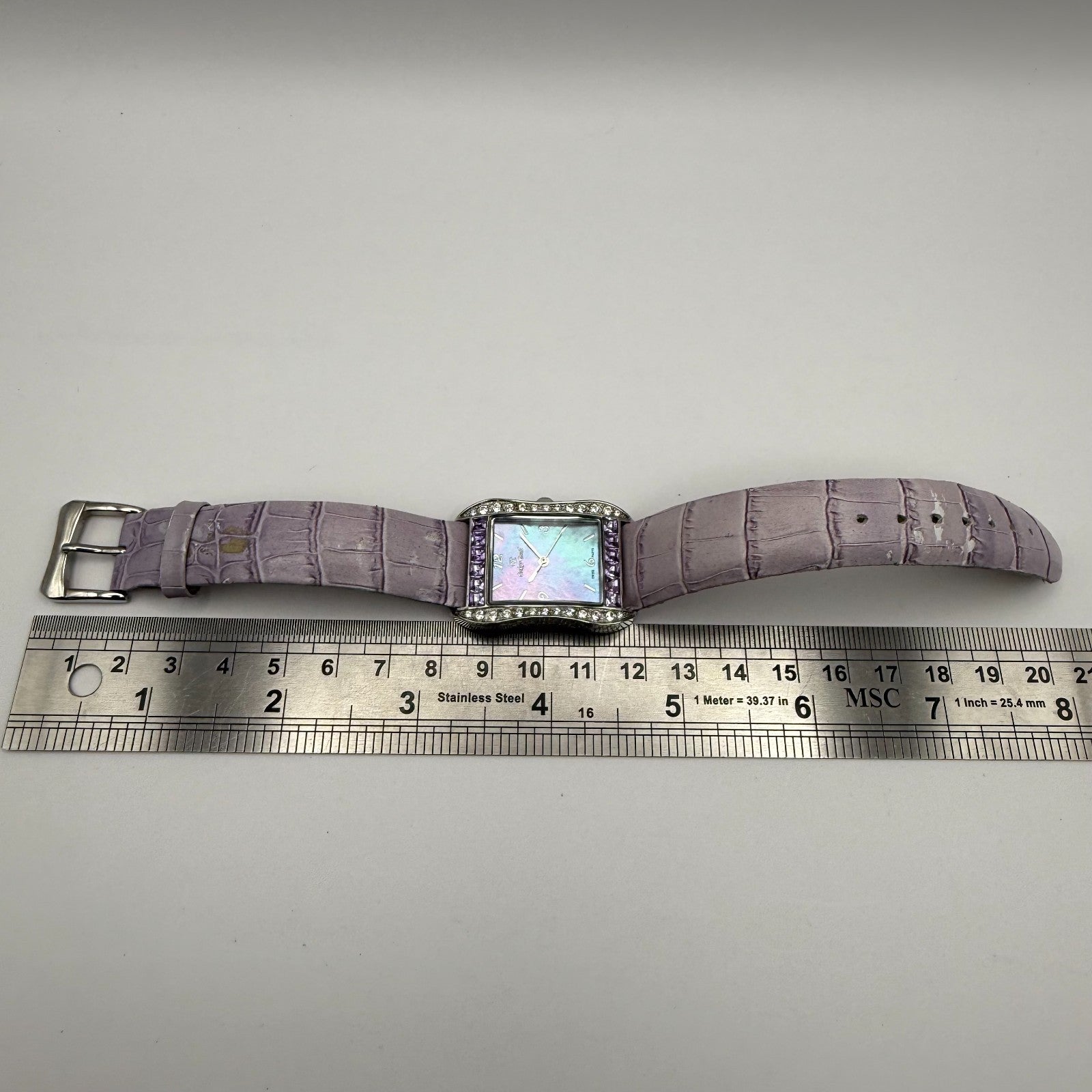 Oskar Emil Ladies Swiss Quartz Watch Crystal Bezel Leather Strap Working 25mm