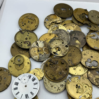 Large Bundle Of Antique Partial Pocket Watch Movements Joblot PARTS REPAIR SPARE