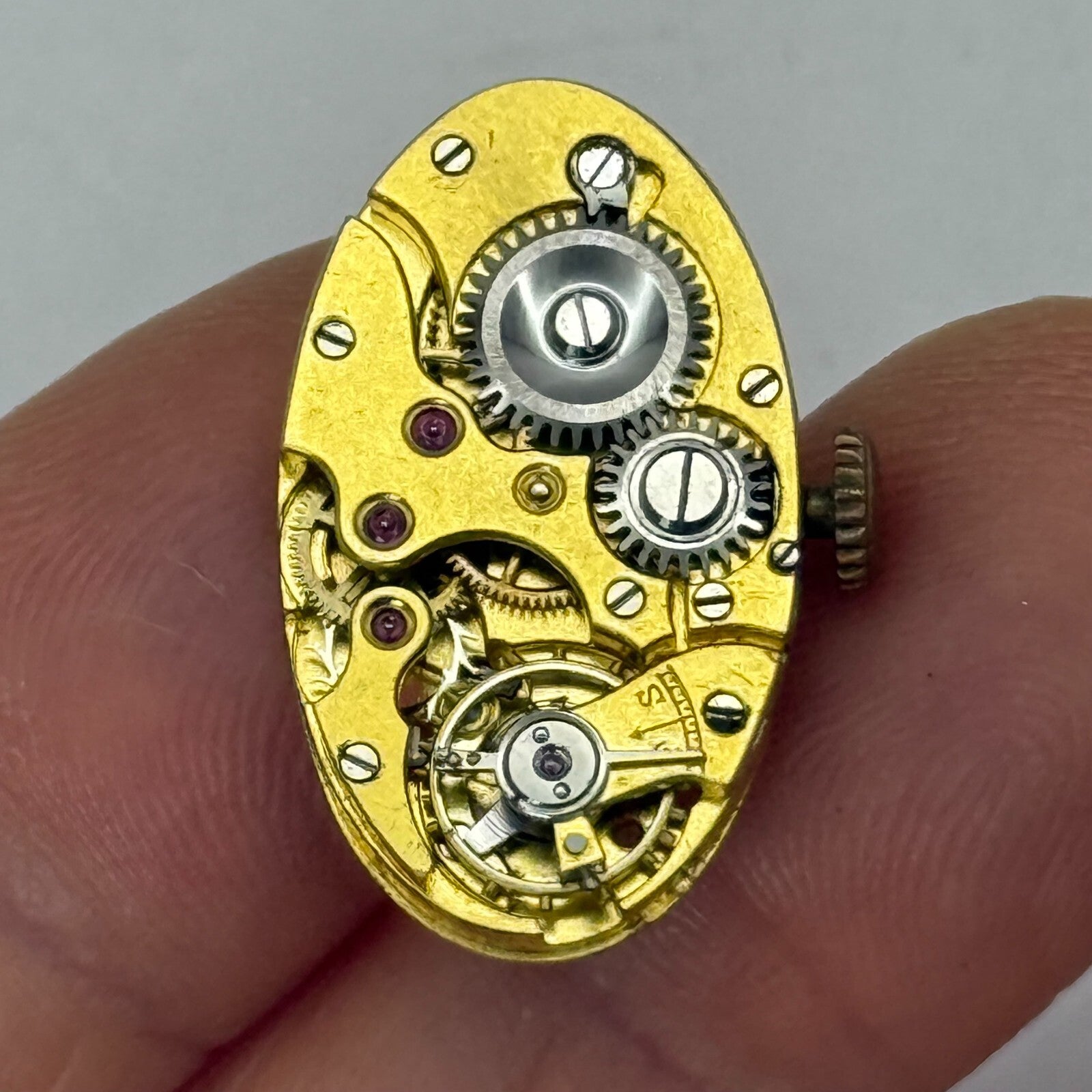 13.5mm Vintage High Grade Oval Brass Colour Manual Wind Watch Movement PARTS
