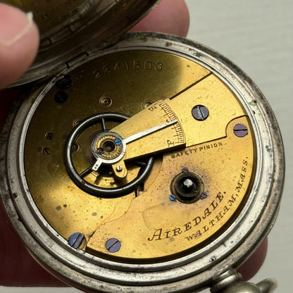 Waltham Airedale Model 1877 Pocket Watch Antique American Parts Repair ALD 54mm
