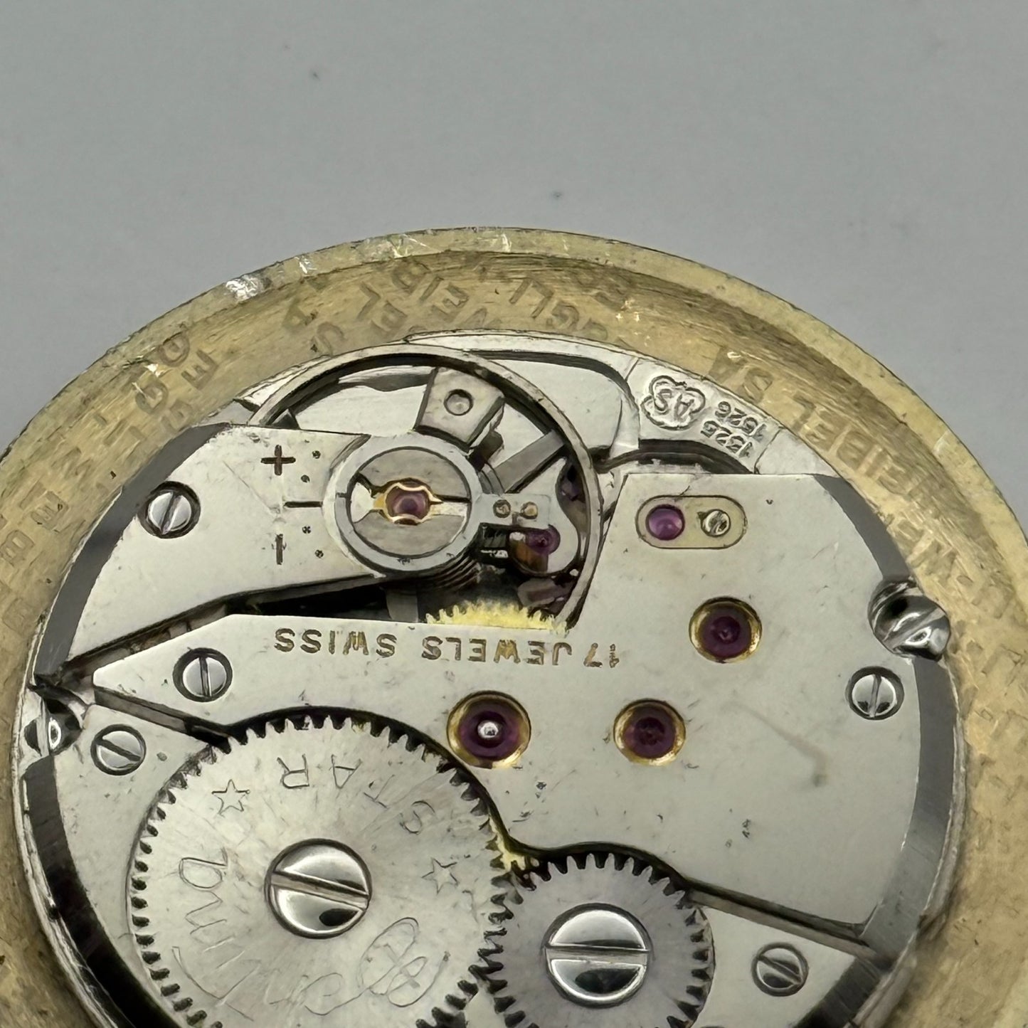 AS 1525 1526 Watch Movement Bentima Manual Wind Vintage Parts Repair 23.6mm