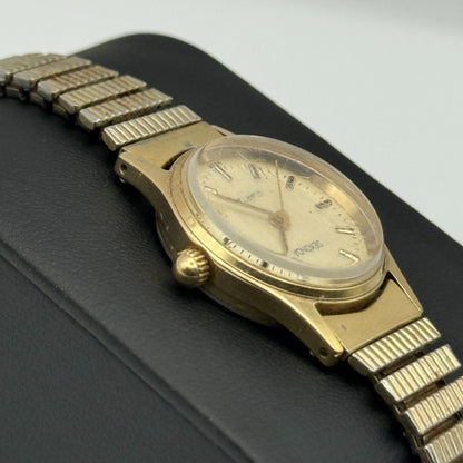 Sekonda USSR Vintage Quartz Watch Gold Tone Stretch Band Steel Working 22mm