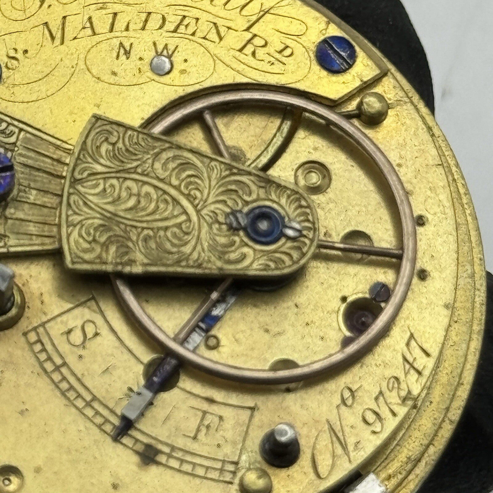 41.7mm J Medcalf Malden Road Antique Fusee Pocket Watch Movement FOR PARTS