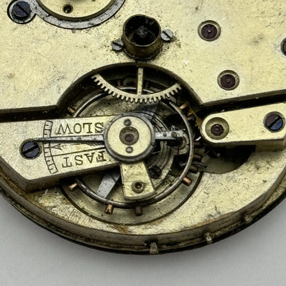 45.1mm Antique Henry E Peck Patent 2622 Safety Pinion Pocket Watch Movement