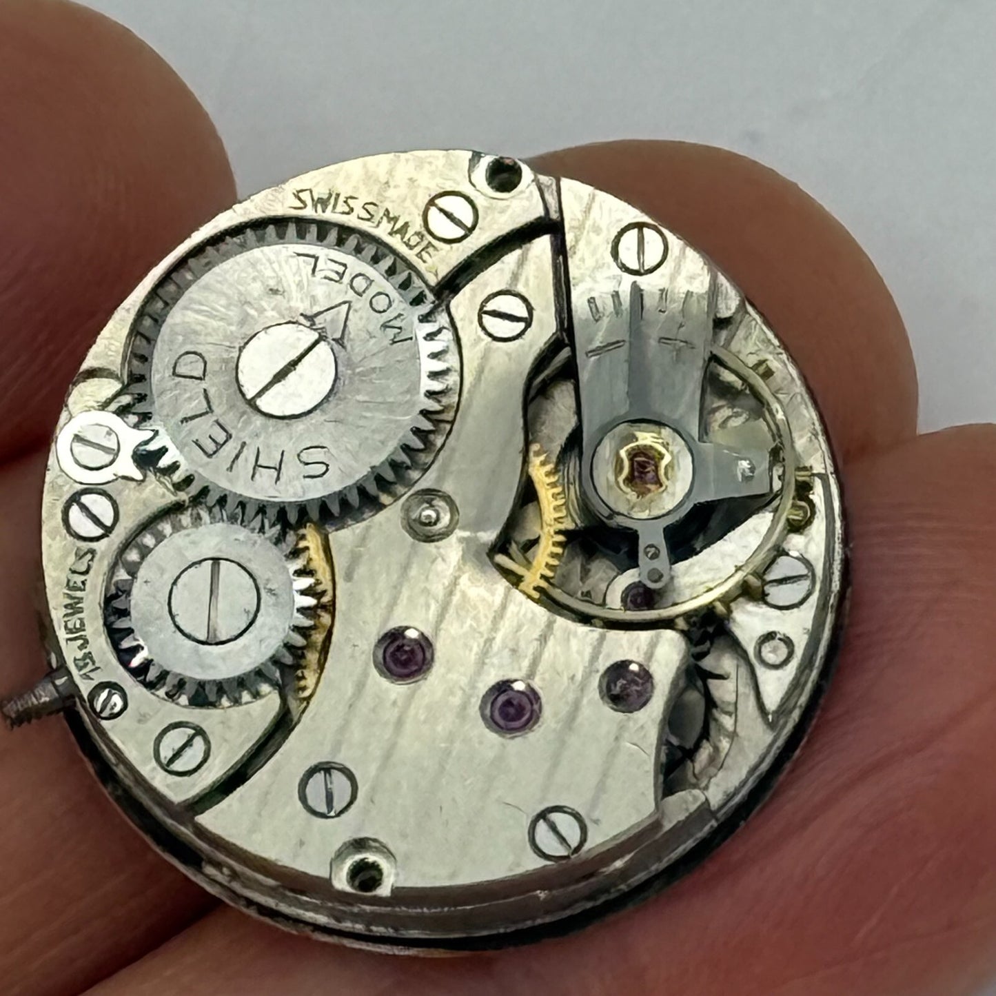 23.6mm Vintage Shield V Model Peseux 170 Manual Wind Watch Movement PARTS REPAIR