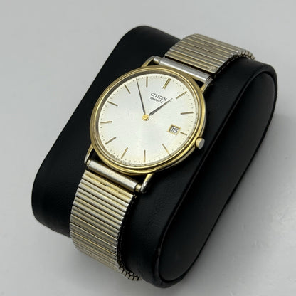 33mm Working Vintage Unisex Citizen Gold Plate Date Dial Expandable Quartz Watch