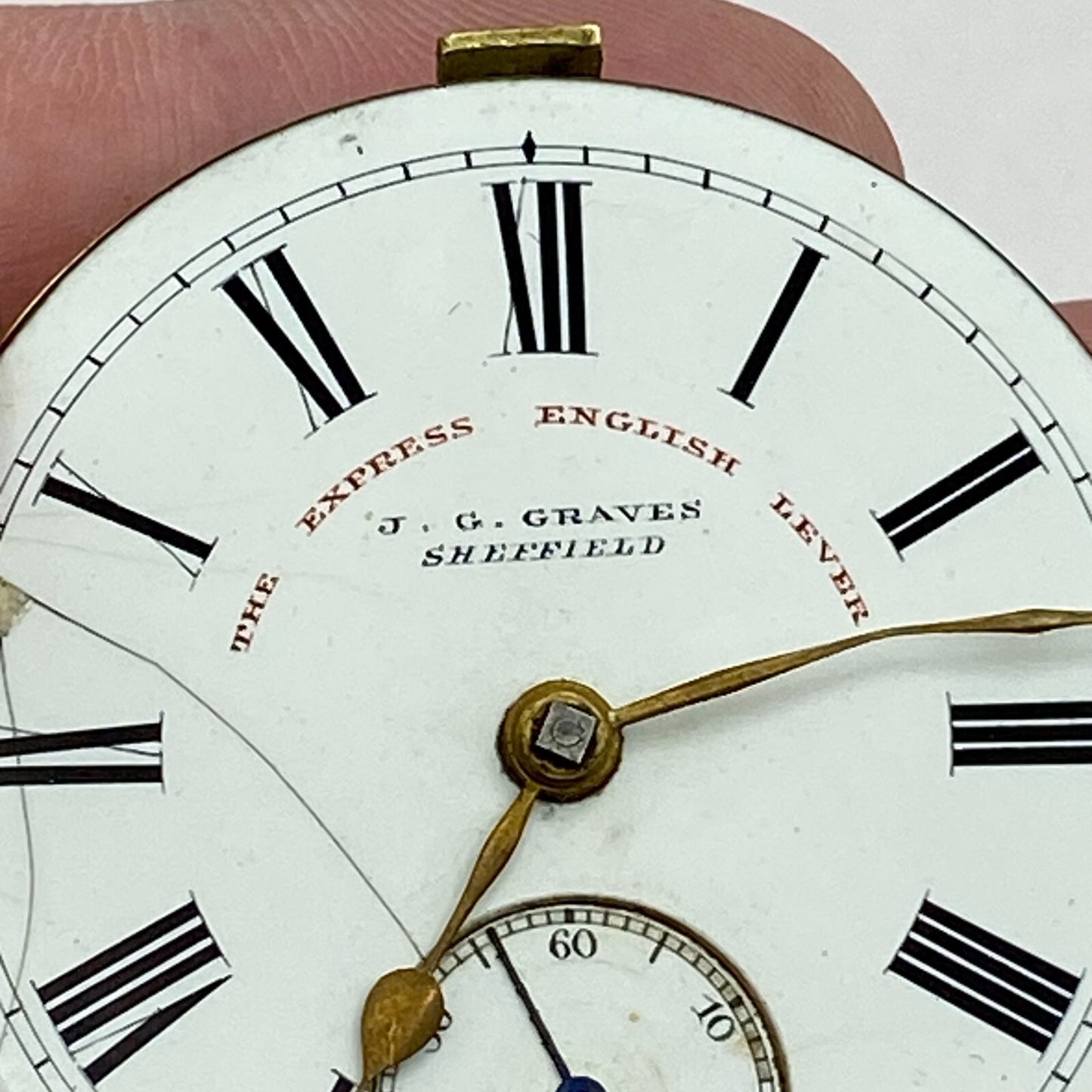 44.9mm Antique J G Graves The English Express Lever Pocket Watch Movement PARTS