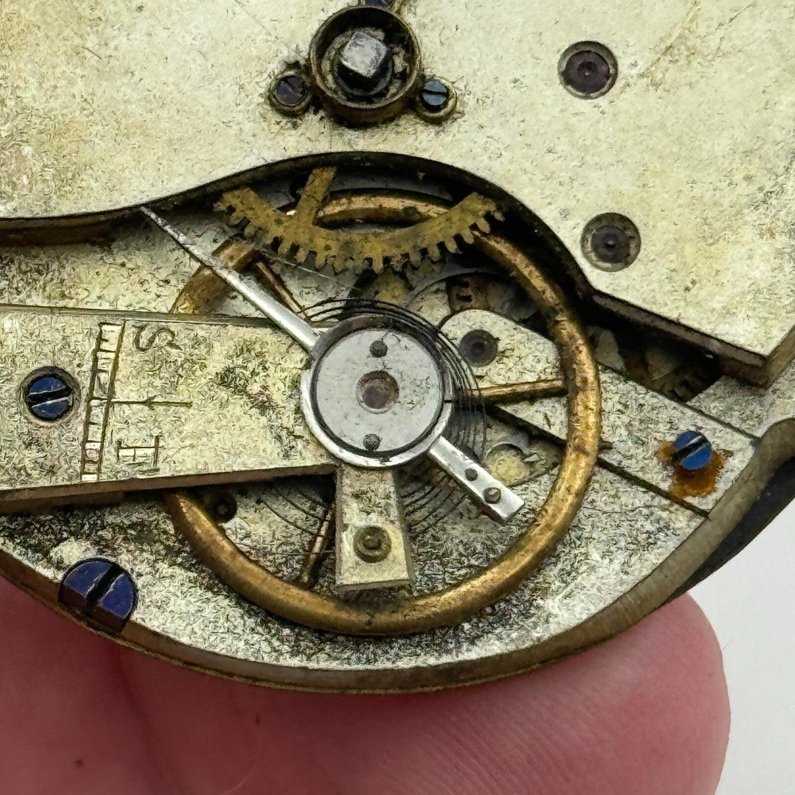 47.6mm Antique Key Wound Pocket Watch Movement Dial PARTS REPAIR SPARES