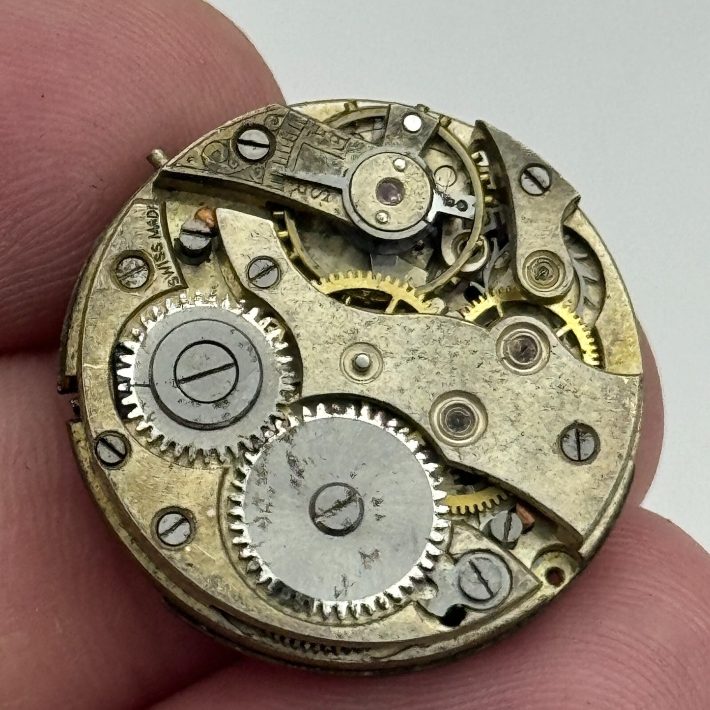 24.3mm Unidentified Roman Numerals Swiss Trench Watch Movement Manual Wind PARTS