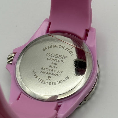 Gossip Ladies Quartz Watch Pink Dial Silver Tone Bezel Japan Working 39mm