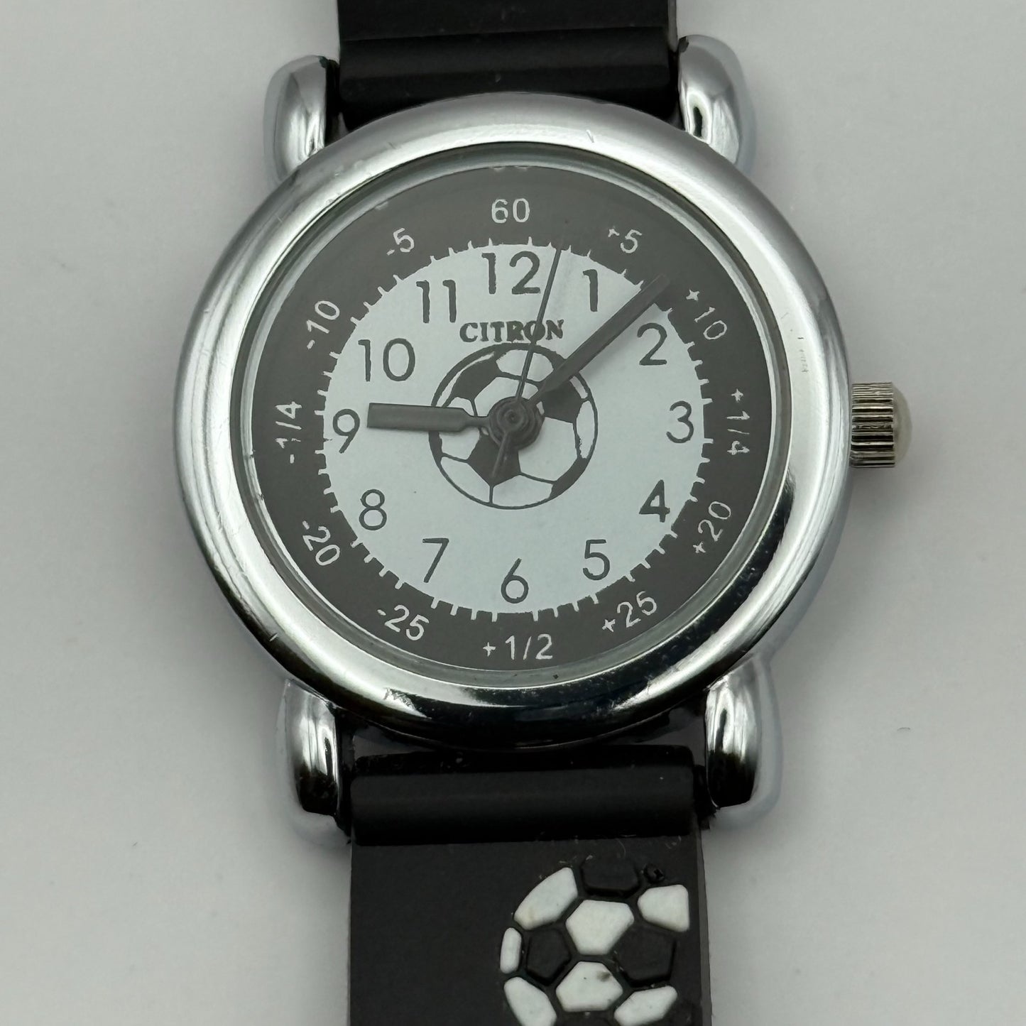 Citron Kids Quartz Watch Soccer Ball Print Strap Sporty Working 27mm New Battery