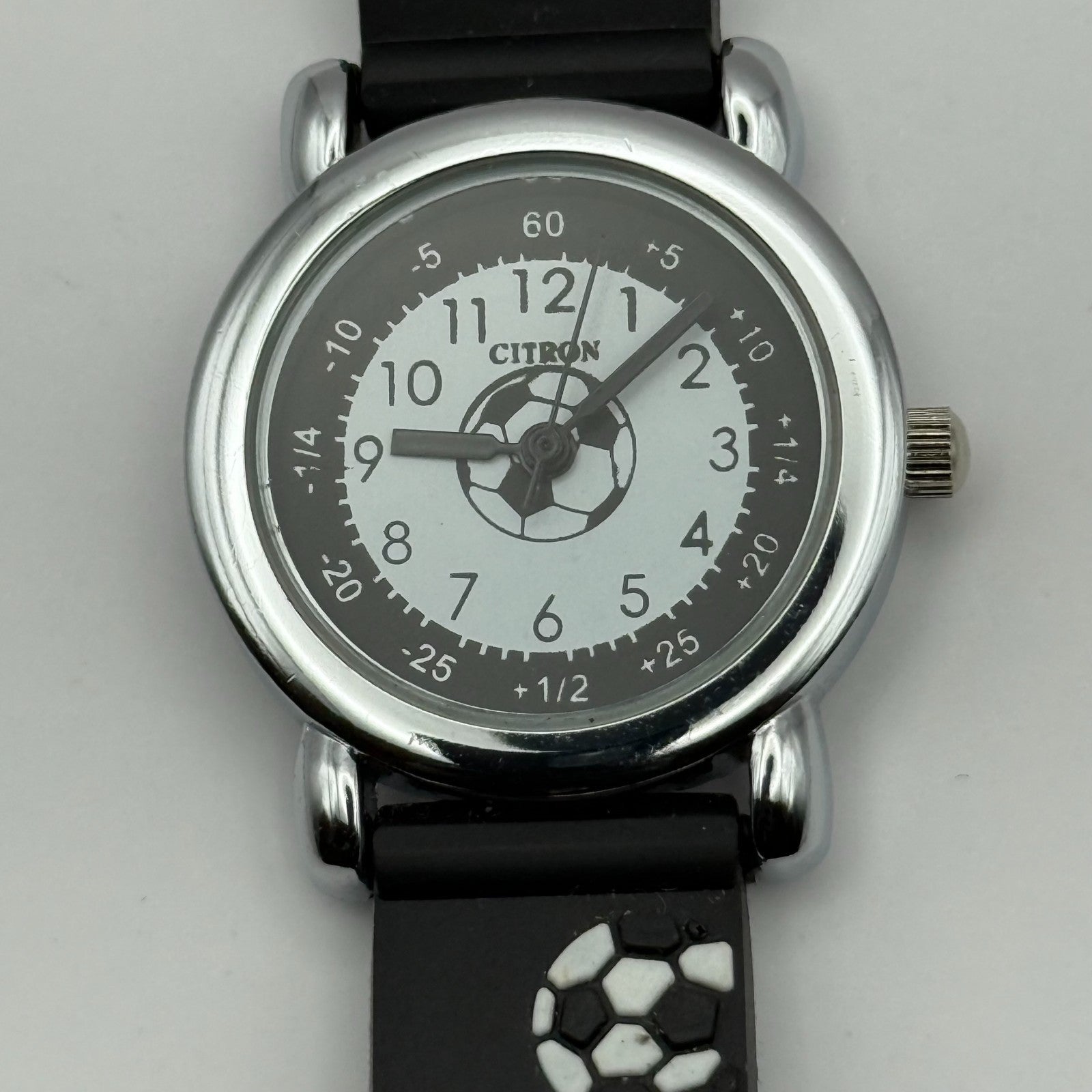 Citron Kids Quartz Watch Soccer Ball Print Strap Sporty Working 27mm New Battery