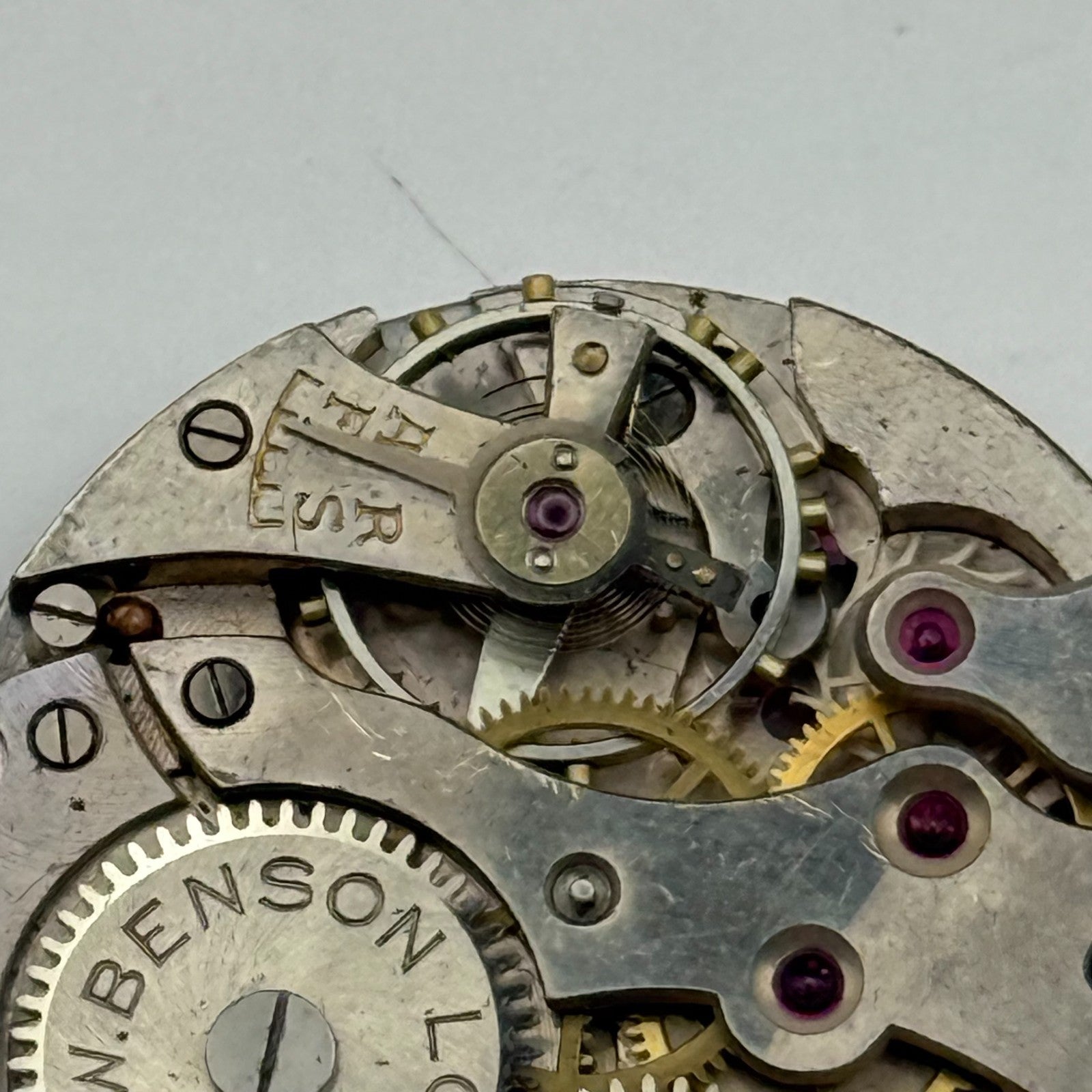 J W Benson Trench 15 Jewels Watch Movement Manual Wind Vintage Parts 27.1mm