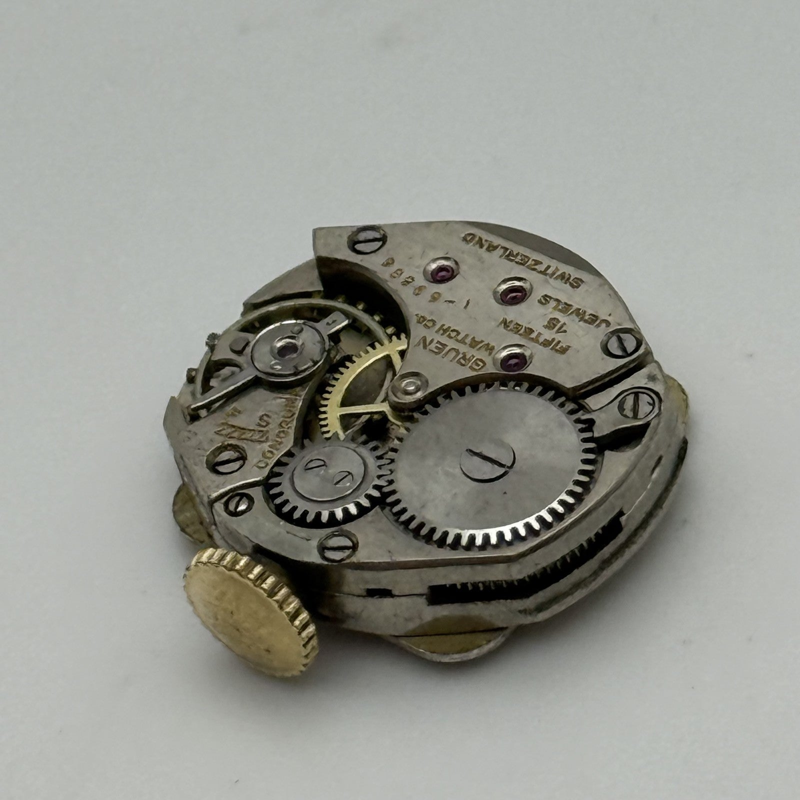 15.1mm Vintage Gruen 1-69866 Manual Wind Watch Movement PARTS REPAIR