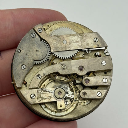 43.3mm Unidentified Open Face Swiss Balance Ok Pocket Watch Movement PARTS