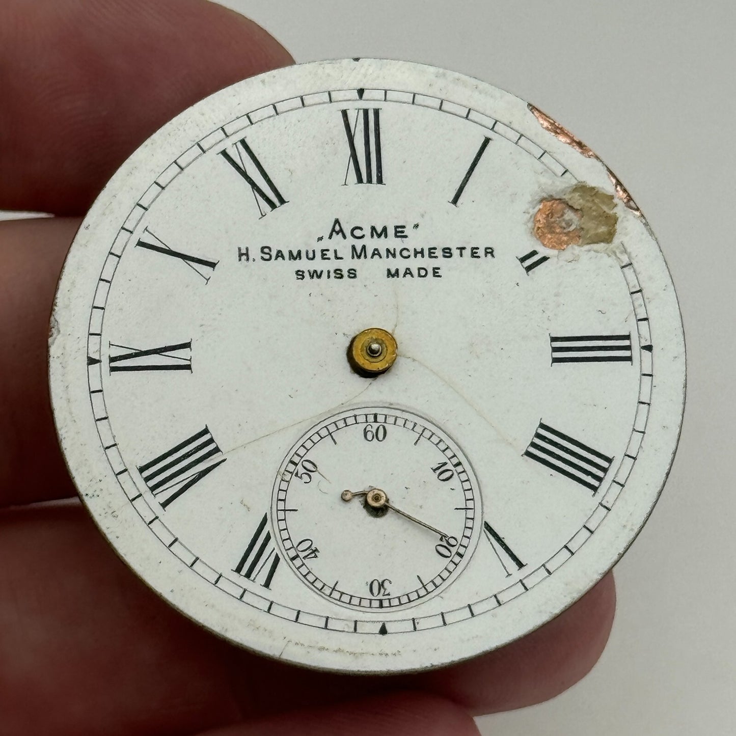 44.1mm Antique H Samuel Manchester Patent Balance Pocket Watch Movement PARTS