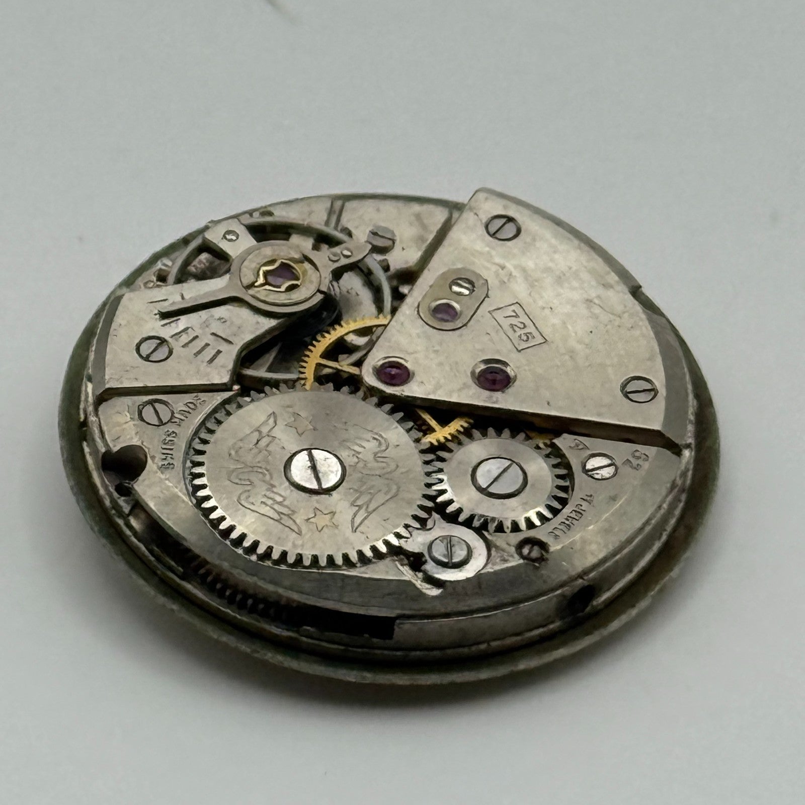 ETA 1080 Watch Movement Rotary 725 Manual Wind Vintage Swiss Parts Repair 23.6mm