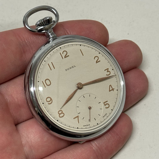 50mm Vintage Dowel NEW OLD STOCK Open Face Sub Seconds Pocket Watch TO SERVICE