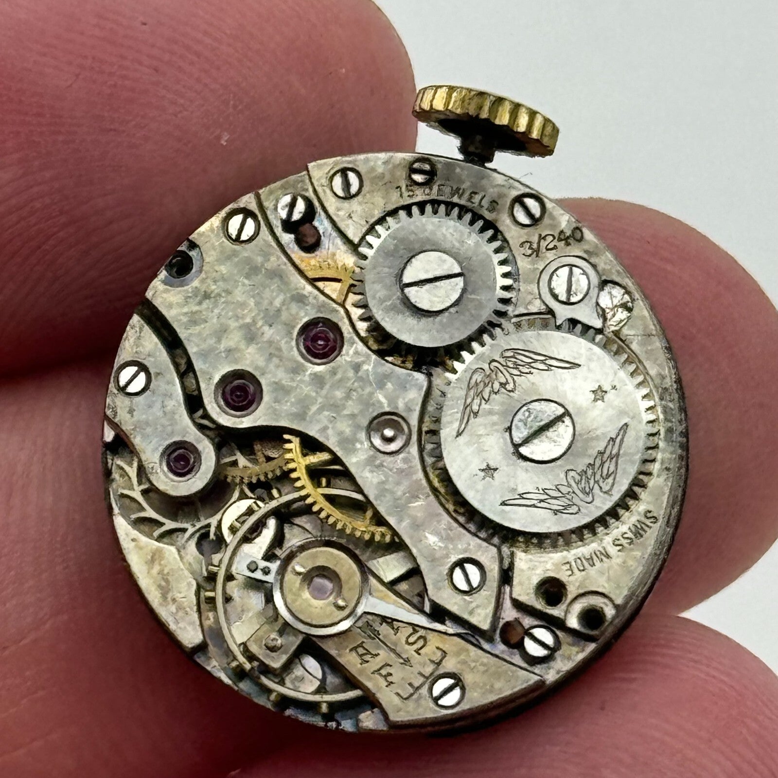 22mm Rotary 3/240 Balance Intact Manual Wind Watch Movement Swiss Vintage PARTS