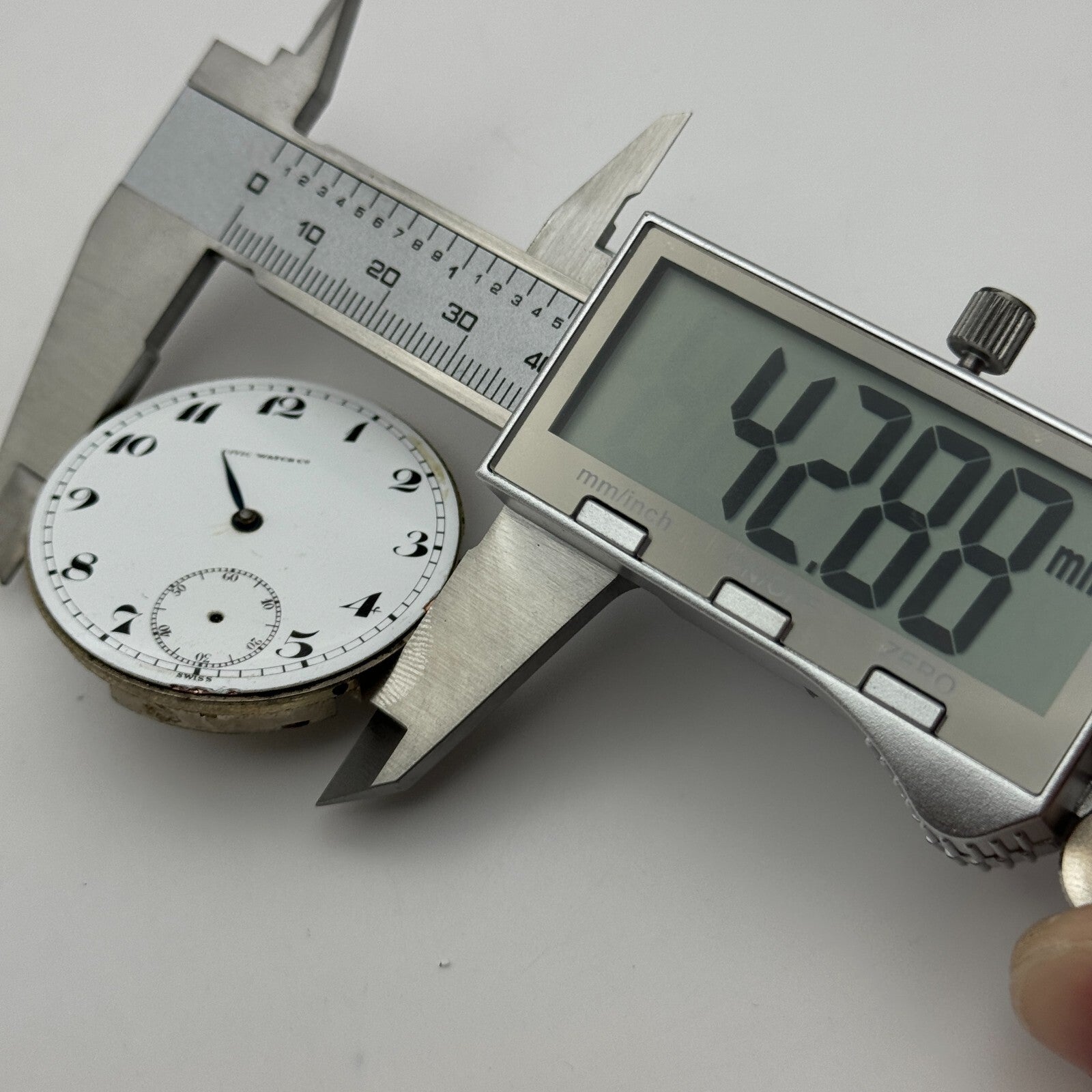 42.8mm Vintage Civic Watch Co 7 Jewels Swiss Hunter Pocket Watch Movement PARTS