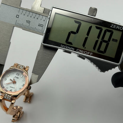 JW Ladies Quartz Watch Rose Gold Crystal Accents Working 21mm 5.25 Inches