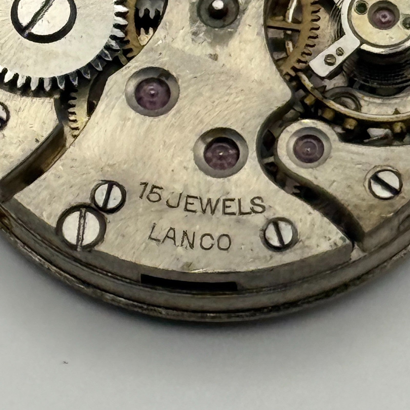 Lanco Trench 15 Jewels Watch Movement Manual Wind Vintage Parts Repair 24.3mm